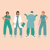 Falt design, Illustration of doctors and nurses characters. Vector