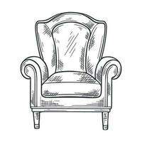 Easy chair hand engraved image vector