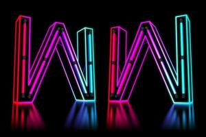Glowing Colorful Neon Alphabet. 3d rendering illustration photo