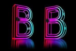 Glowing Colorful Neon Alphabet. 3d rendering illustration photo