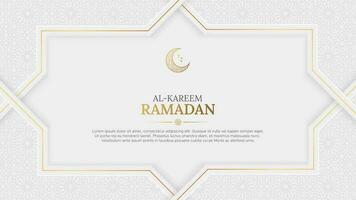Ramadan Kareem Islamic white and golden background with Arabic pattern ornaments vector