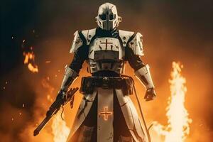 holy knight templar warrior robot ,generative ai photo
