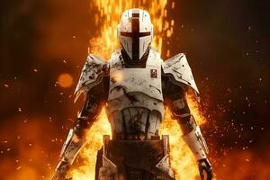 holy knight templar warrior robot ,generative ai photo