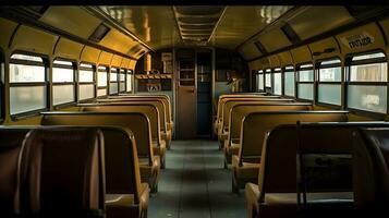 colegio autobús interior ,generativo ai foto