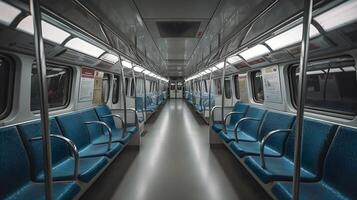 interior mrt tren ,viajero diario al trabajo línea interior ,generativo ai foto