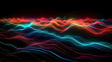 Colorful glowing lines ,abstract neon background ,generative ai photo