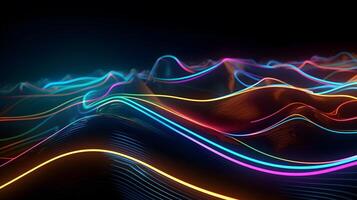 Colorful glowing lines ,abstract neon background ,generative ai photo