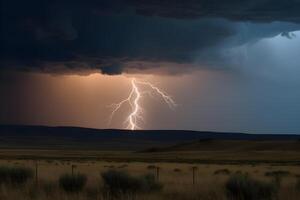 rain clouds with lightening , photo