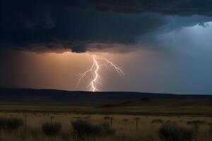 rain clouds with lightening ,generative ai photo