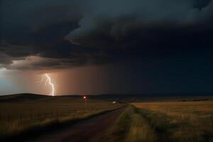 rain clouds with lightening , photo