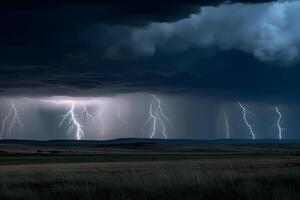 rain clouds with lightening , photo