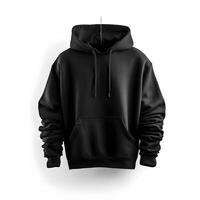 black hoodie mockup on white background ,generative ai photo