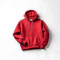 red hoodie mockup on white background ,generative ai photo