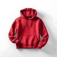 red hoodie mockup on white background ,generative ai photo