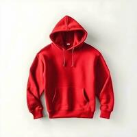 red hoodie mockup on white background ,generative ai photo