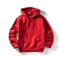 red hoodie mockup on white background ,generative ai photo