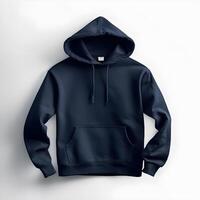 navy hoodie mockup on white background ,generative ai photo