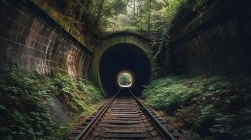 ferrocarril túnel, frente ver generativo ai foto