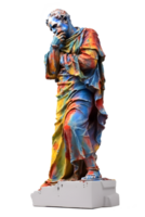 ancient greek philosopher statue isolated on transparent background , png