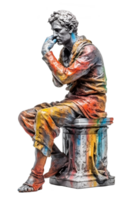 ancient greek philosopher statue isolated on transparent background , png