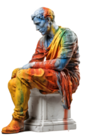 ancient greek philosopher statue isolated on transparent background , png
