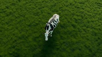 lechería vacas son comiendo césped ,generativo ai foto