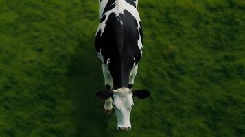 dairy cows are eating grass ,generative ai photo