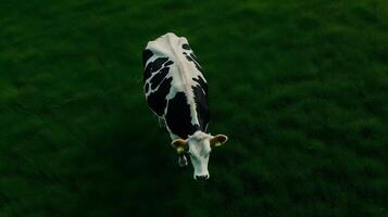dairy cows are eating grass , photo
