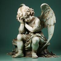baby angel statue with shy pose, photo