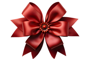 red ribbon butterfly isolated on transparent background ,generative ai png