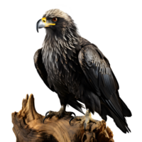 eagle isolated on transparent background ,eagle standing on the wood png ,generative ai