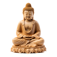 wooden buddha statue isolated on transparent background ,generative ai png