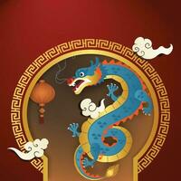 Chinese New Year 2024, the year of the Dragon, vector