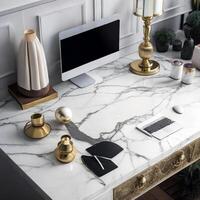 Mock up of modern laptop, smartphone, mac, pc, tablet on the table photo