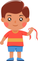 Cute standing boy cartoon holding a red and white Indonesia flag png