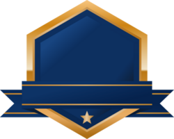 blu e oro pendenza lusso badge png