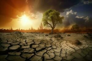 AI Generated Climate change and environmental degradation. photo