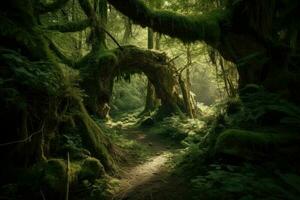 AI Generated Forest was alive with the sound of faerie music, beckoning travelers deeper into its enchanted depths. photo