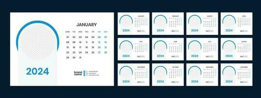 Desk Calendar Template 2024 vector