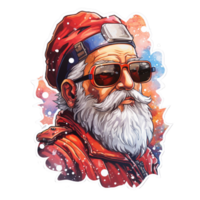 freddo elegante Santa claus, ai generato, Santa Claus Stampa, per maglietta, neon colori, moderno stile Stampa per allegro Natale maglietta png