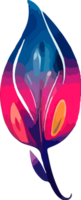 Watercolor bright feather in neon colors. Bright feather of a firebird or peacock. png