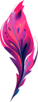 Watercolor bright feather in neon colors. Bright feather of a firebird or peacock. png