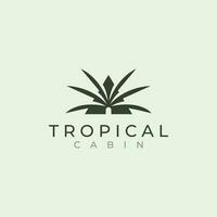 vector de tropical palma cabina logo diseño minimalista icono antiguo