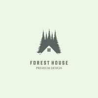 forest home vintage logo minimalist tree wood cabin vector