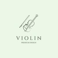 violin logo line art icon minimalist illustration design vector
