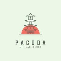 pagoda logo línea Arte edificio minimalista tradicional icono diseño vector