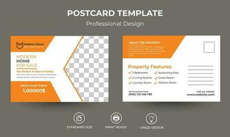 Corporate real estate postcard template design in Pro Vector