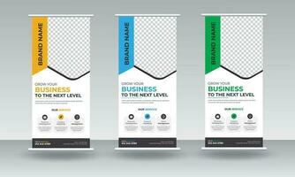 Corporate business standee rollup banner design vector template Pro Vector