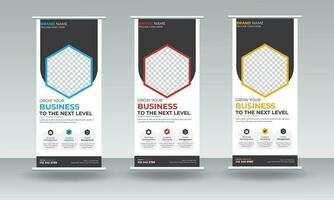 Corporate business standee rollup banner design vector template Pro Vector