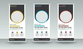 Corporate business standee rollup banner design vector template Pro Vector